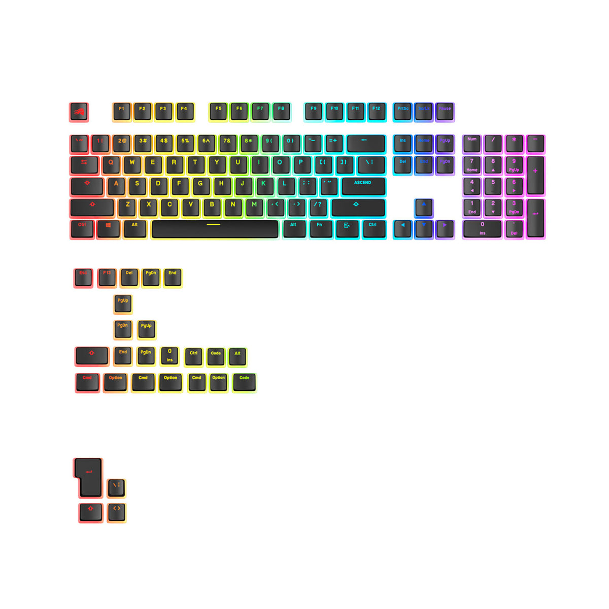 Glorious Aura V3 Keycaps PBT ANSI US - Noir