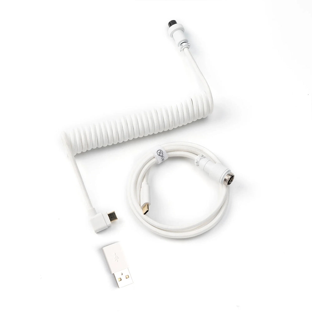 Keychron Angled Coiled Cable Blanc