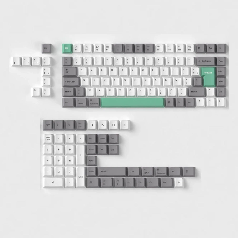 Keychron Set de Keycaps PBT Dye-Sub Blanc, Gris, Vert