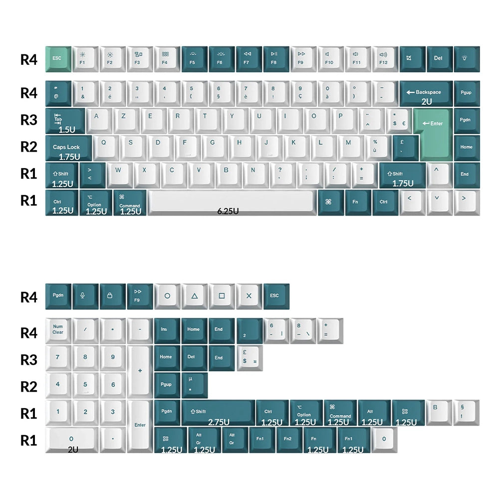 Keychron Keycaps Set PBT Dye Sub Mint and White