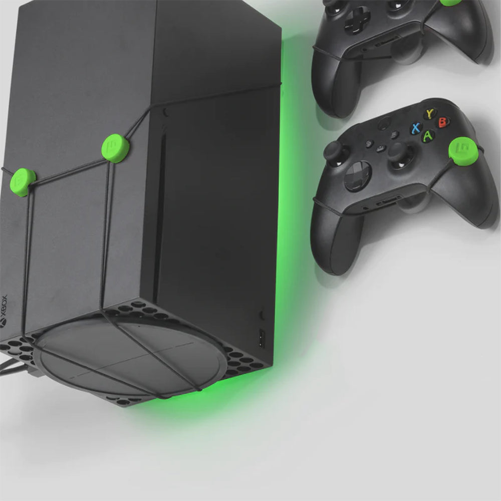 FLOATING GRIP Wall Mount Xbox Series X Black + 2 Controllers + LEDs and Cover