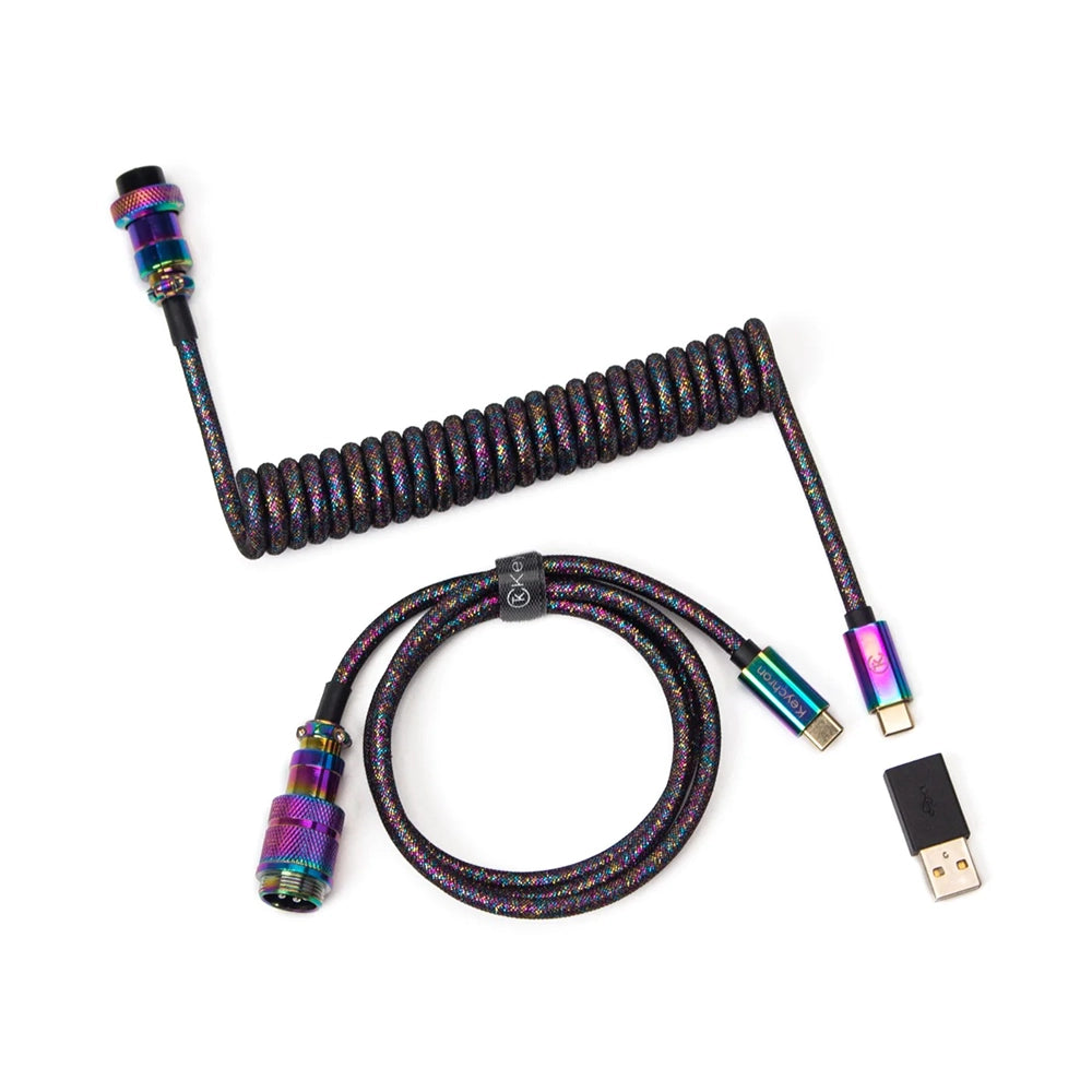 Keychron Premium Coiled Cable Noir Arc en ciel