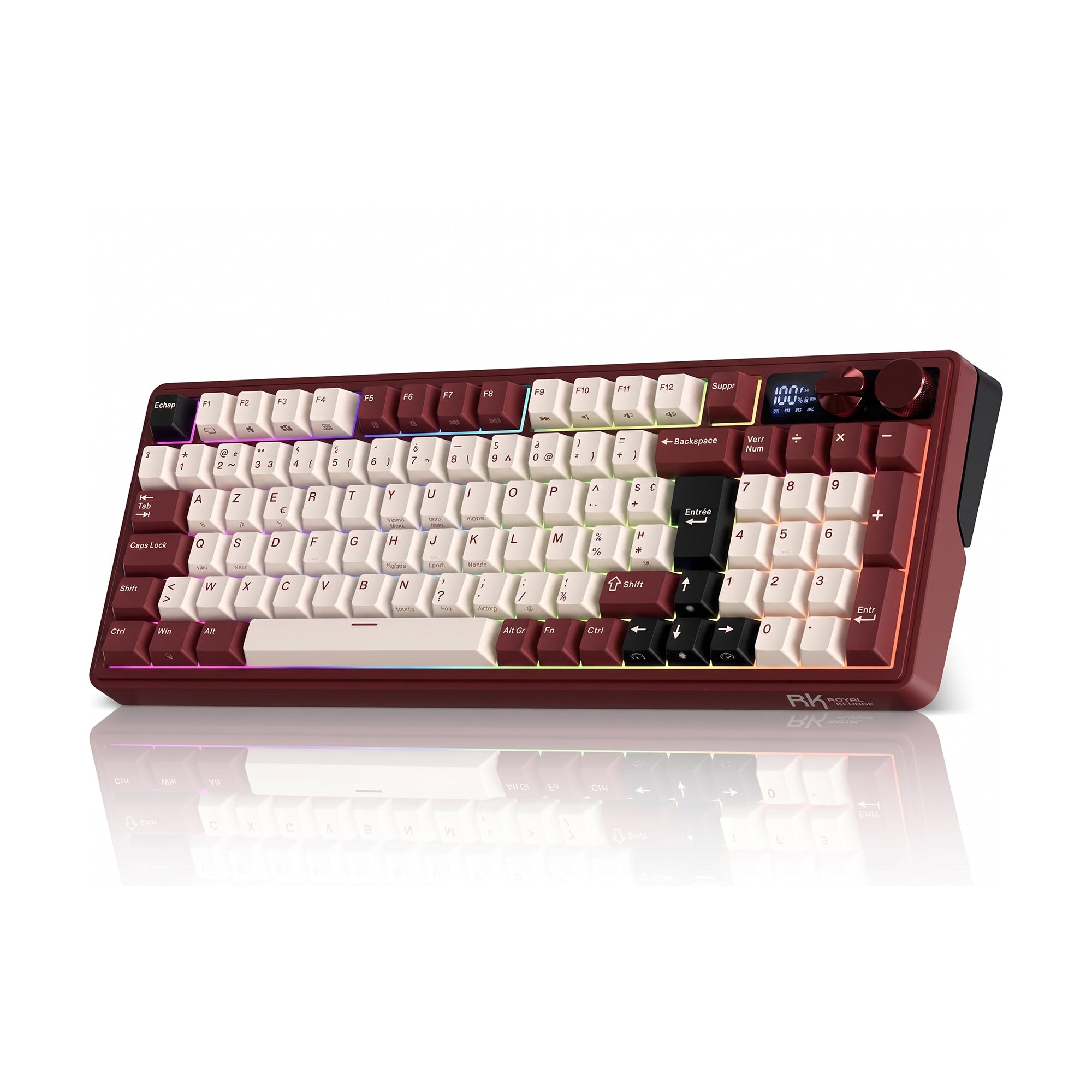 RK  Kludge M100 メカニカルキーボード Royal Kludge M100 Wireless ISO FR - Crimson - Keyboards