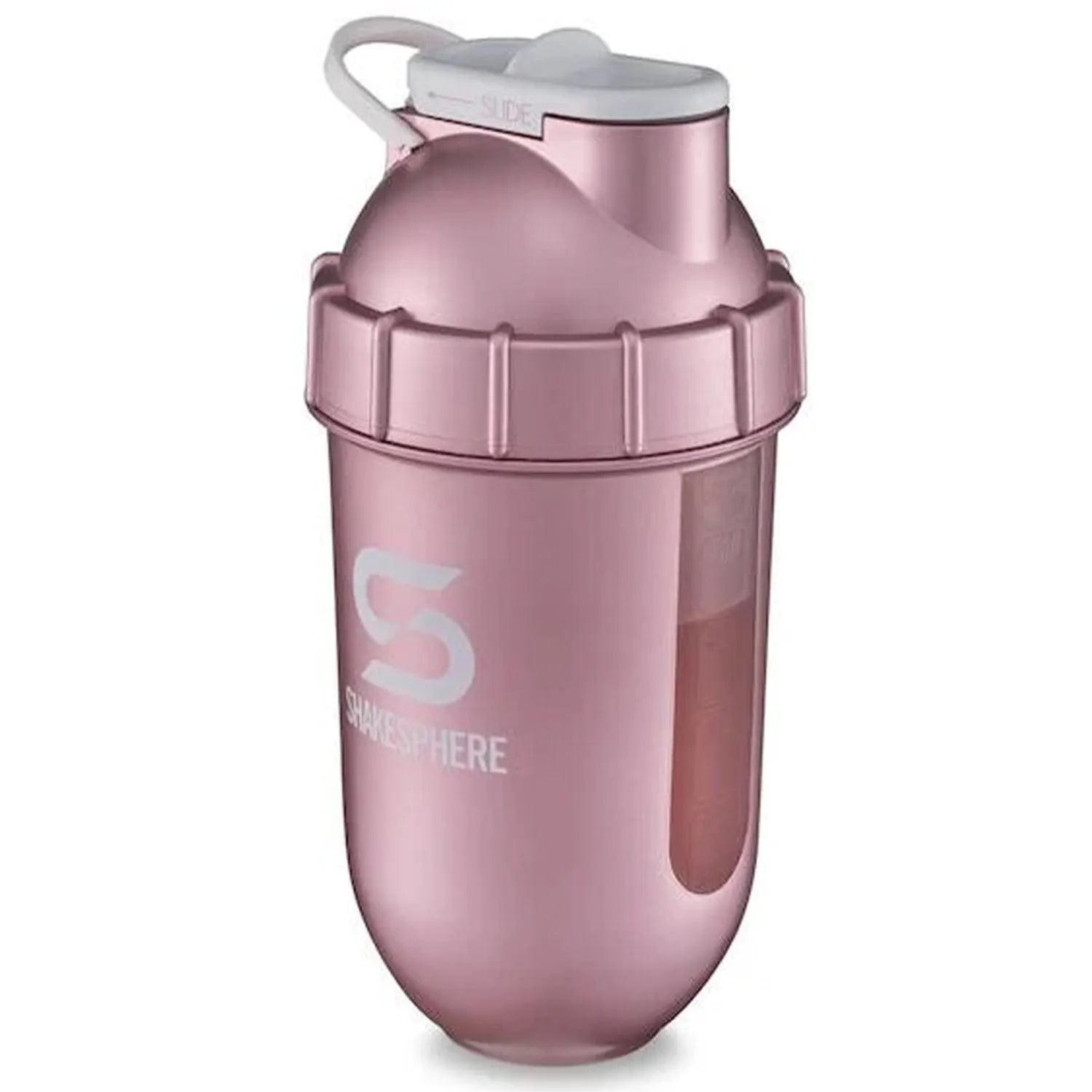 ShakeSphere Tumbler View Rose Logo Blanc