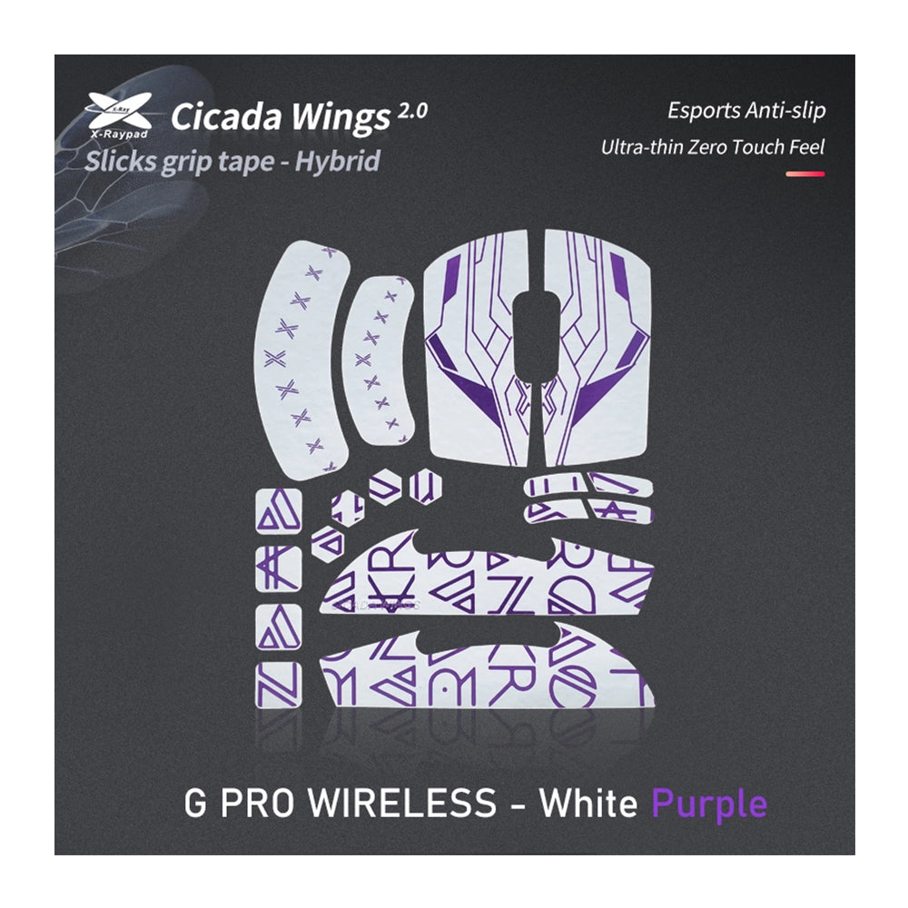 X-Raypad Cicada Wings 2.0 Grips Logitech G Pro Wireless Blanc Violet