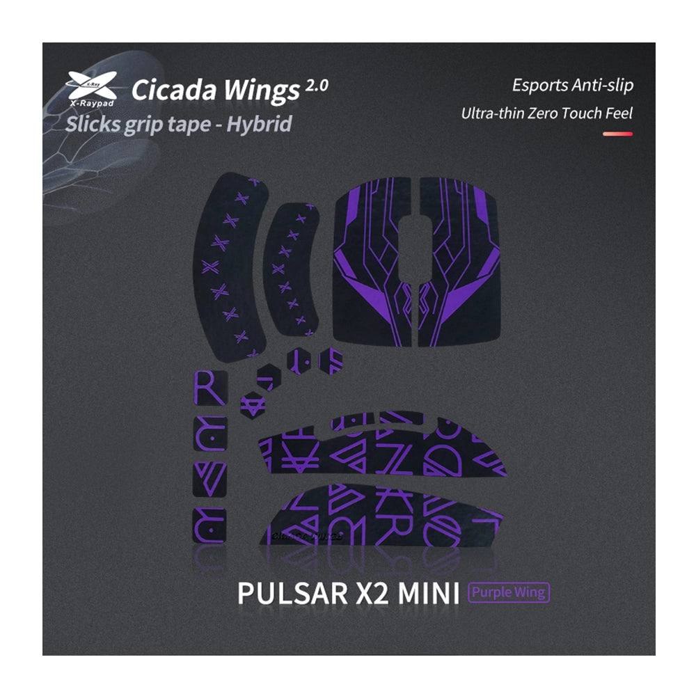X-Raypad Cicada Wings 2.0 Grips Pulsar X2 Mini Black Purple