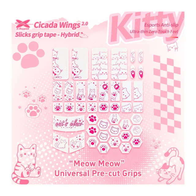 Cicada Wings 2.1 Kitty Universal Pre Cut Grips White 1