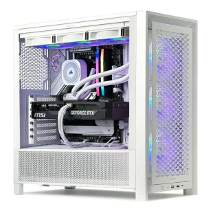 Corsair 4000X 2025 blanc 1 CORSAIR iCUE 4000D - Intel Core I7 12700KF - RTX 5070 - 16Go DDR4 3600Mhz - SSD 1To Blanc