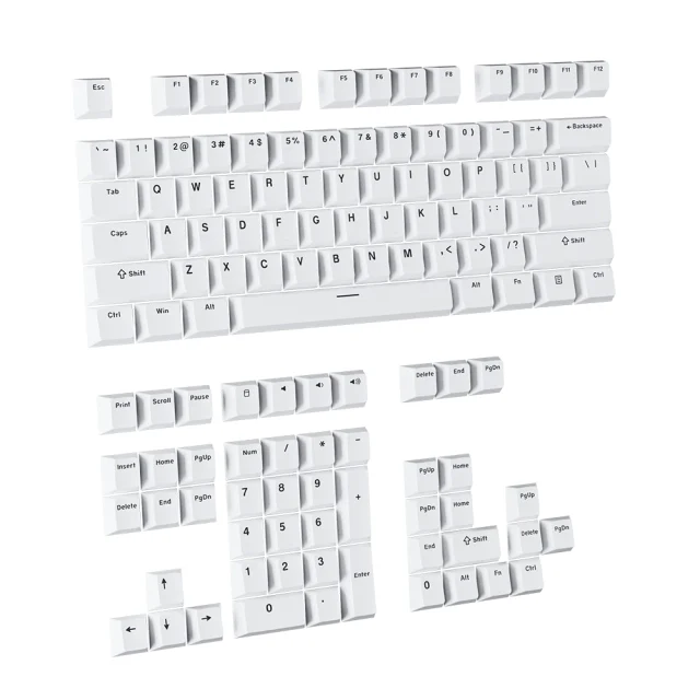 Pwnage Set De Keycaps Cherry Dual Shot Pbt Shine Through Blanc
