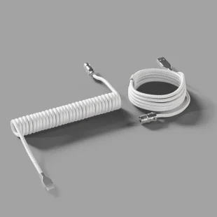 Câble spiralé blanc avec adaptateur blanc