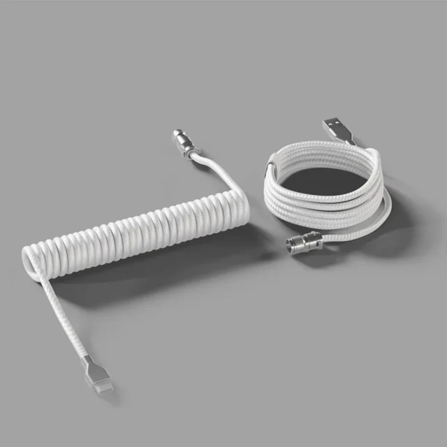 Câble Spiralé Blanc Avec Adaptateur Blanc