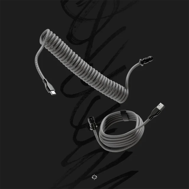 Câble Spirale Gris Avec Adaptateur Gris
