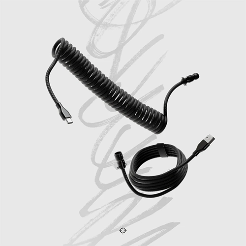 Câble Spiralé Noir Avec Ports Usb Et Usb-C