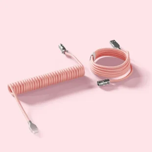 Câble spiralé rose avec adaptateur rose