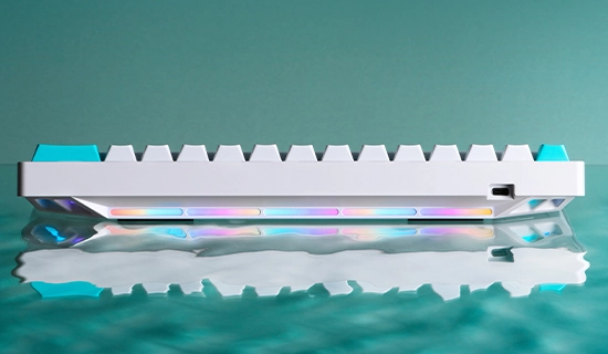Clavier magnétique Chilkey SF60 Blanc Bleu vue de tranche